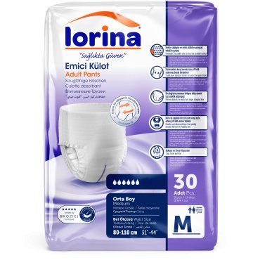 Scutece tip chilot pentru incontinenta ADULT, 30 bucati LORINA, marimea M