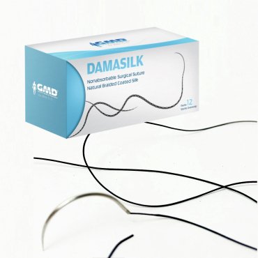 Fir sutura neresorbabil matase, 75 cm, USP 2, ac rotund 40 mm, curbura 1/2