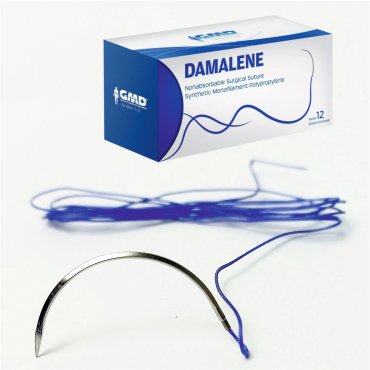 Fir sutura neresorbabil polipropilena, 75 cm, USP 2-0, ac 30 mm, curbura 1/2